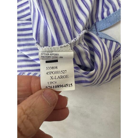 IZOD Golf Lavender Purple White Stripe Polo Shirt Size XL - Picture 8 of 9